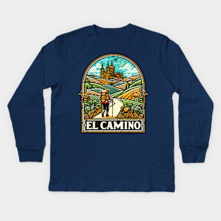 Buen Camino! El Camino de Santiago de Compostela - The Way of Saint James - Peregrino Pilgrim - Camino Frances Ingles Primitivo, Shirt, Hoodie, Mug, Tote, Sticker, Souvenir, etc Kids Long Sleeve T-Shirt